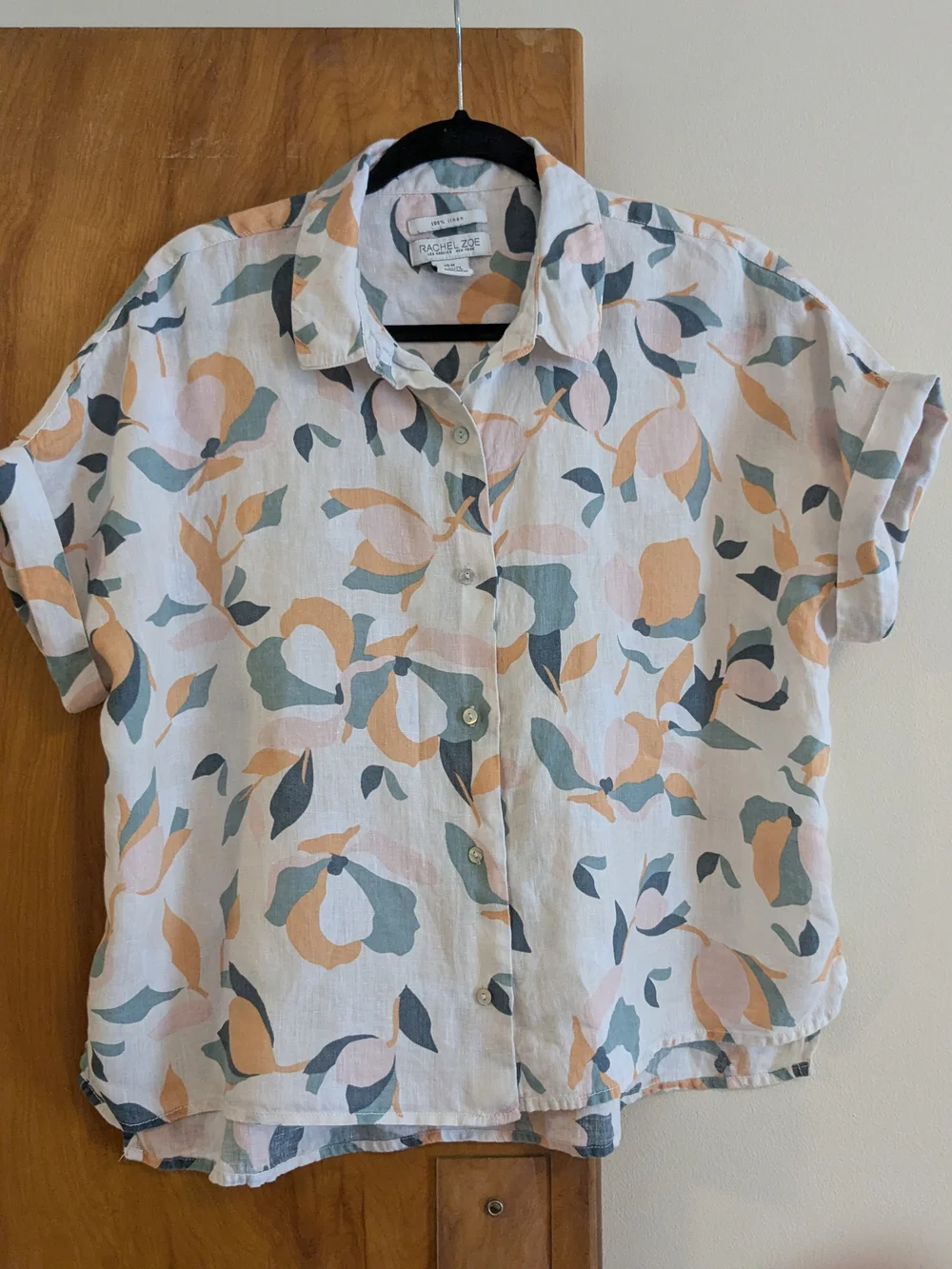Rachel Zoe Lightweight Linen Floral Button Up Shirt